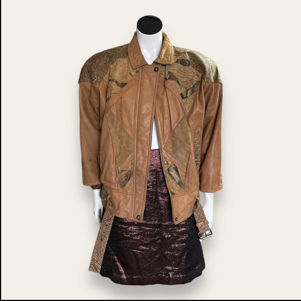 1980s Nevada blue multicolored leather jackets medium